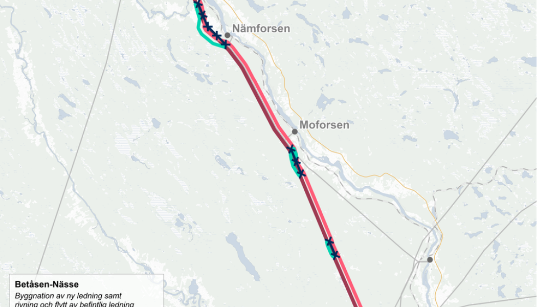 Karta över Betåsen-Nässe. Pressbild: Svenska kraftnät