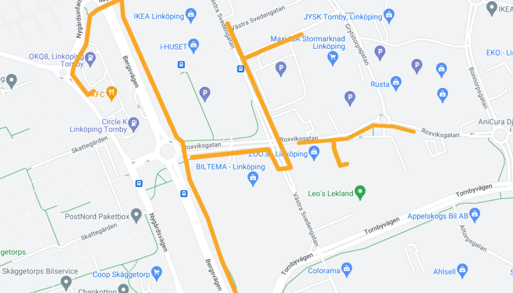 Kartbild över arbetet. Pressbild: Tekniska verken i Linköping 