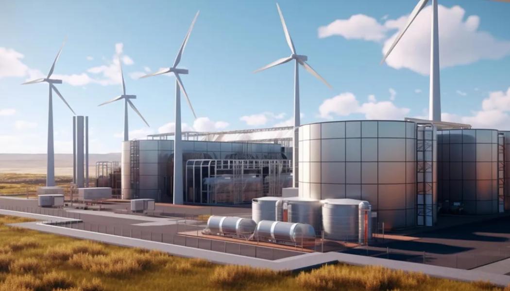 En datorgenererad bild av H2-Hub Lubmin-projektet, ett av de projekt som har dragit sig ur den europeiska vätgasbankens stödsystem under förhandlingarna.
Illustrationen: Deutsche ReGas