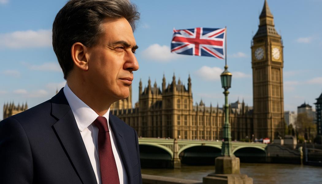 Redan i samband med att Labour återtog makten 2024 presenterade Miliband en omfattande plan för att ställa om Storbritanniens energisystem. Illustration: AI-genererad bild. Ej ett fotografi. Upphovsrätt © Conventus