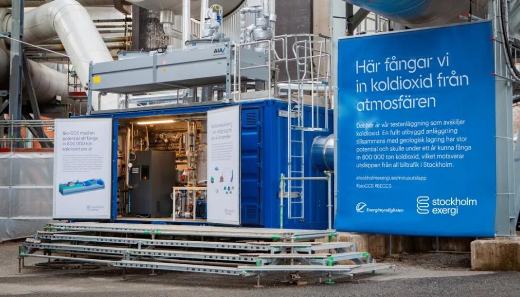 Pilotanläggning för bio-CCS på Värtaverket, Stockholm Exergi. Foto: Energiföretagen