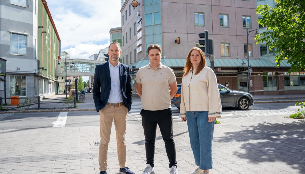 Jörgen Nilsson, Emil Byström och Erika Strömvall. Foto: Energikontor Norr