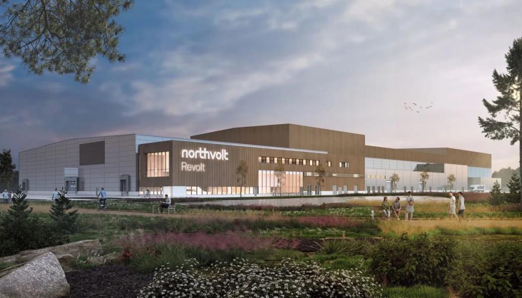 Förutom att använda förnybar energi, planerar Northvolt att nyttja lokalt renat avloppsvatten för kylning och återanvända värme i möjliga fjärrvärmesystem. Det finns även planer på en återvinningsanläggning för gamla elbilsbatterier. Bild: Northvolt