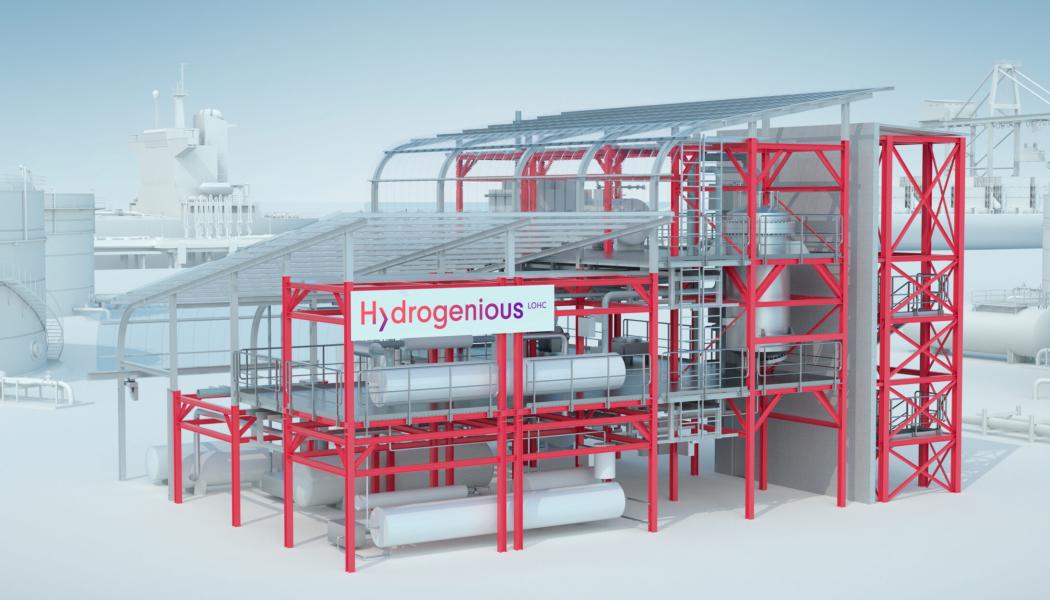 LOHC-tekniken kräver stora mängder energi för att frigöra vätgasen, och kommersiella anläggningar behöver mycket stora volymer av vätgas för att vara ekonomiskt rimliga. Bild: Hydrogenious