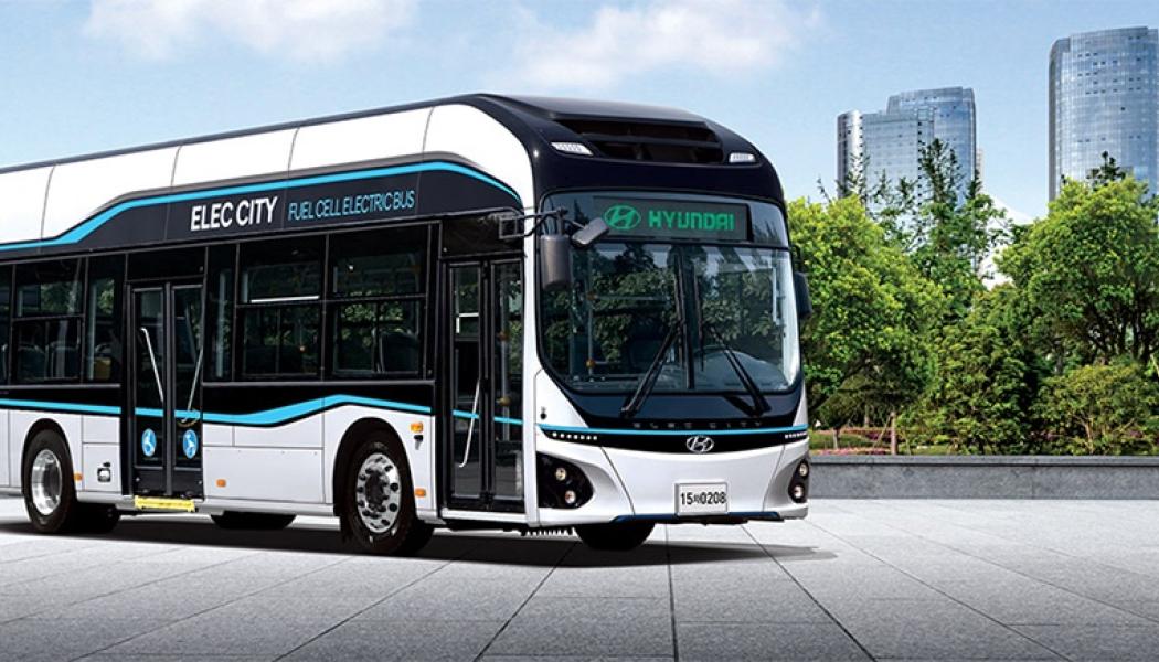 Hyundai ska till 2026 lansera drygt 1 300 bränslecellsbussar för trafik i den sydkoreanska huvudstaden Seoul. Bild: Hyundai.