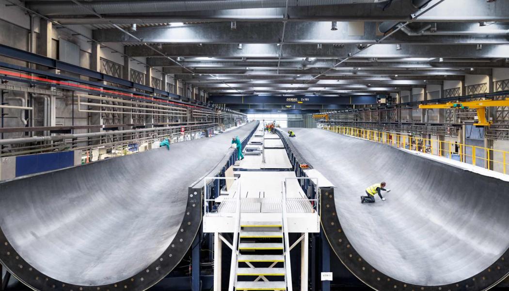 Vestas fabrik för tillverkning av turbinblad i Nakskov, Danmark. Foto: Vestas