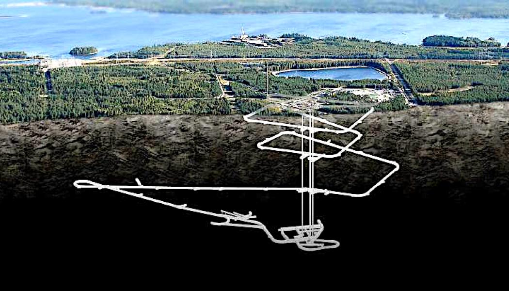 En illustrativ återgivning av det underjordiska förvaret för använt bränsle i Olkiluoto. Bild: Posiva