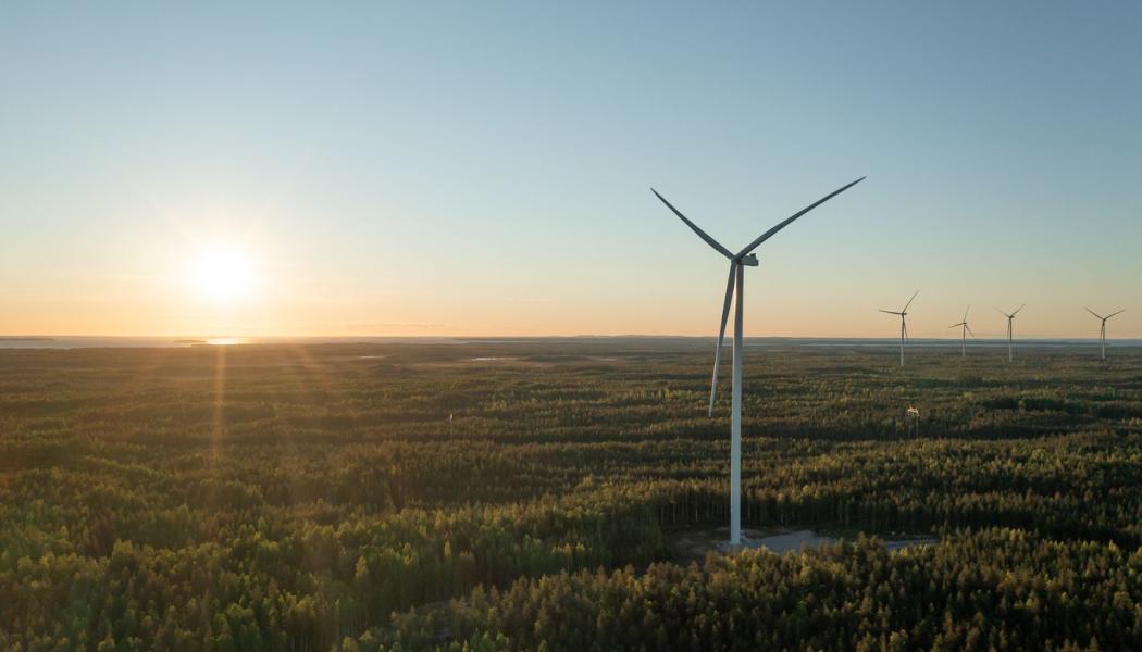 Bilden visar ett annat av vindkraftbyggaren OX2:s projekt, nämligen det i finländska orten Lamminkangas. Foto: OX2 