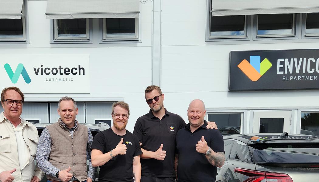  Ulf Björklund, enhetschef Eitech Skellefteå, Tobias Harnerud, affärsområdesansvarig VINCI Energies, Johan Hellström, VD Envico och Vicotech, Johan Wåård Entreprenadchef Envico samt Fredrik Vallström, Avdelningschef Kraft Envico. Foto: Vinci Energies