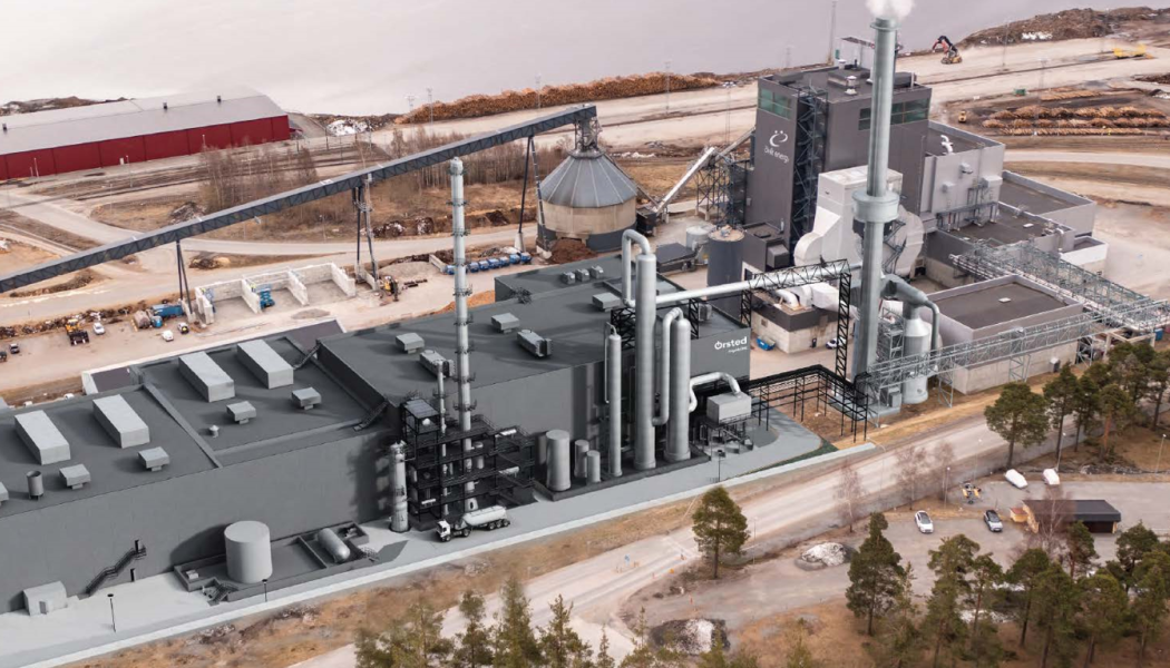 eMetanolfabriken FlagshipONE ska stå klar i Örnsköldsvik år 2025. Den ska producera 50.000 ton eMetanol per år. Foto: Örsted