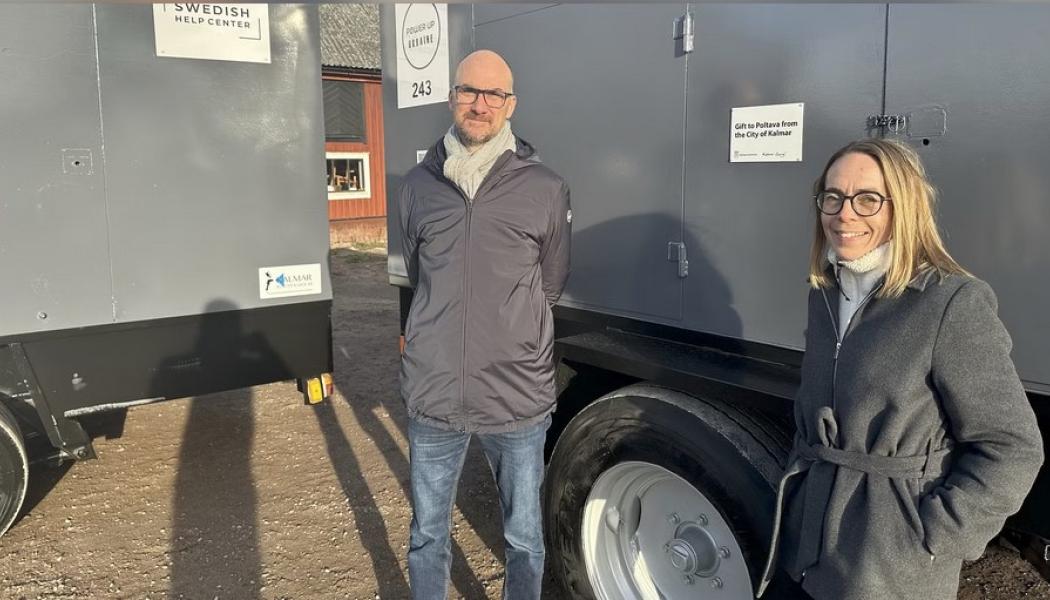 Erik Ciardi (C), kommunalråd, och Anna Karlsson, VD för Kalmar Energi pressbild Kalmar energi