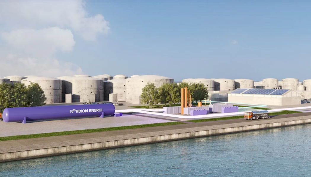 Förvätskningsanläggning för flytande biogas (LBG) i Göteborgs Hamn. Pressbild: Nordion Energi