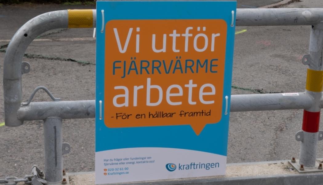 Fjärrvärmearbete pågår. Foto: Leif Ingvarsson