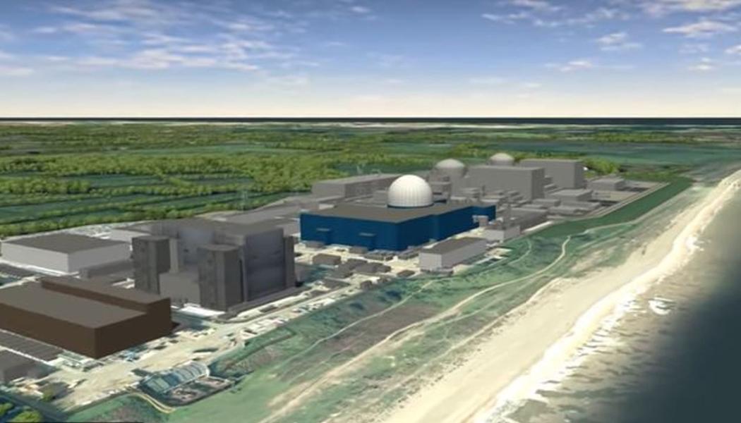 Illustration som visar hur kärnkraftverket Sizewell C kommer att se ut när anläggningen är färdig. Bild: EDF