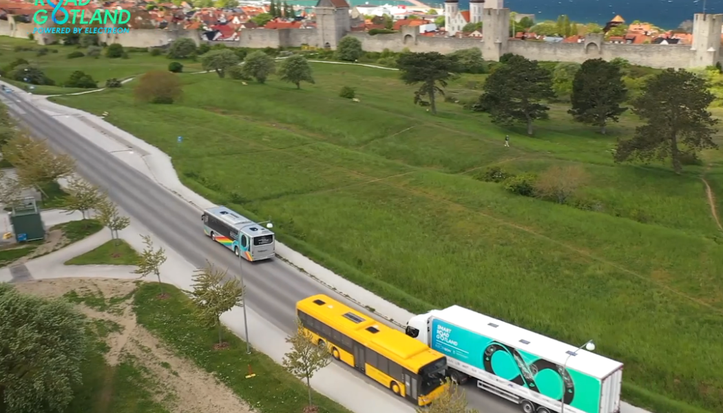 Flygbuss på induktiv väg. Bild: Smartroad Gotland.