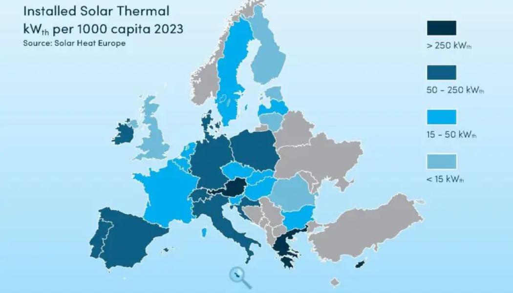 Den europeiska branschorganisationen för solvärme, Solar Heat Europe, uppmanar den nya EU-kommissionen att skapa en regleringsmässig och ekonomisk ram för att kunna tredubbla branschens produktionskapacitet till år 2030. Grafik: Solar Heat Europe