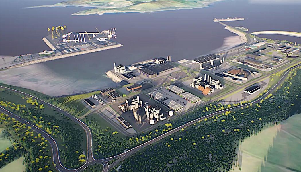 En datorgenererad bild av det ombyggda Hunterston-terminalen på Shetlands.
Foto: Peel Ports Group