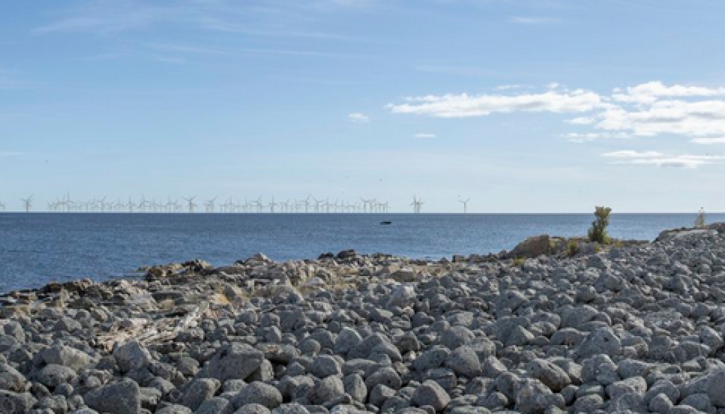 Visualiseriung av exempel med 108 vindkraftverk med en höjd av 350 meter. Visualisering: Svea Vind 