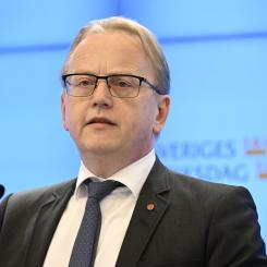 Jessica Gow/TT: Socialdemokraternas energipolitiska talesperson Fredrik Olovsson vill att energi- och näringsminister Ebba Busch snarast kommer till näringsutskottet om elstödet. Arkivbild.