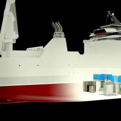 En konceptbild av ett kärnkraftsdrivet fartyg (Bild: VARD)