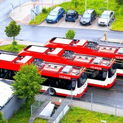 Tre av de nya trådbussarna i Vilnius. Foto: Škoda Group