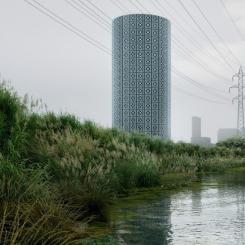 Den nya ackumulatortanken i Norra hamnen blir ett stort energilager för fjärrvärme och stärker Malmös energiförsörjning, beredskap och klimatarbete. Investeringen uppgår till cirka 400 miljoner kronor. Illustration: Liljewall