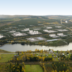 I anslutning till de planerade vätgasfabrikerna utvecklar Ånge kommun Alby Östra, en industripark för hållbar symbios. Bildkälla: Sweco