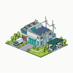 Illustration över olika energiverk. Illustration av: Alghozy / Unsplash