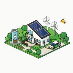 Illustration över olika energi källor, av Alghozy / Unsplash