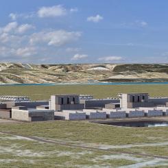 Amazon Energys planerade SMR i form av tre block med en sammanlagd kapacitet på 960 megawatt. Bild: Amazon/X-energy.