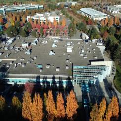 En flygbild över Ballards bränslecellsfabrik i Burnaby, Kanada. Foto: Ballard Power Systems