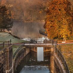 Fall- och slussområdet i Trollhättan är Årets industriminne 2025. Foto: Tekniska museet