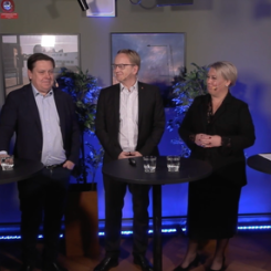 Johan Bruce, ansvarig el och energi, Skogsindustrierna, Aleksandar Zuza, utredare, IF Metall, Fredrik Olovsson, energipolitisk talesperson, Socialdemokraterna, Camilla Brodin, energipolitisk talesperson, Kristdemokraterna och Kristian Ljungblad, public affairs, Jernkontoret diskuterade den nya rapporten på ett seminarium i Stockholm. Foto: Industrirådet
