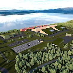 En illustration av den föreslagna anläggningen i Halden (Bild: Halden Kjernekraft).