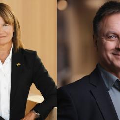 Kristina Sundin Jonsson, kommundirektör, och Lorents Burman (S), kommunstyrelsens ordförande. Pressbild: Skellefteå kommun