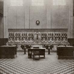 Olidestationens kontrollrum i Trollhättan 1906. Källa: Vattenfall.