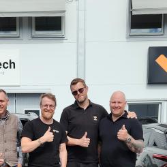 Ulf Björklund, enhetschef Eitech Skellefteå, Tobias Harnerud, affärsområdesansvarig VINCI Energies, Johan Hellström, VD Envico och Vicotech, Johan Wåård Entreprenadchef Envico samt Fredrik Vallström, Avdelningschef Kraft Envico. Foto: Vinci Energies