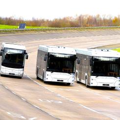 Mellors första 12 meter långa elbuss, Sigma 12, syns längst till höger i bilden. Bussen kommer också att debutera på Busworld. Denna buss har en kapacitet för över 80 passagerare och markerar Mellors intåg på marknaden för högkapacitets stadsbussar. Foto: Mellor