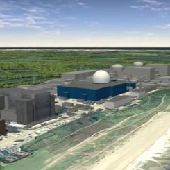 Illustration som visar hur kärnkraftverket Sizewell C kommer att se ut när anläggningen är färdig. Bild: EDF