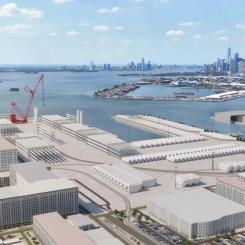 Byggarbetet på land är igång vid South Brooklyn Marine Terminal. Empire Wind 1 blir USA:s första havsbaserade vindkraftsprojekt som kopplas direkt till elnätet i New York City, med målet att leverera första elen i slutet av 2026. Bild: Equinor
