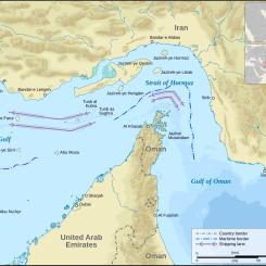 Hormuz-sundet. Bild: Wikipedia Commons Lic. Kredit: Goran_tek-en