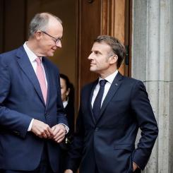 Förbundskansler Merz tog nyligen emot Frankrikes president Macron i Berlin för ett arbetsbesök i Villa Borsig. Foto: Förbundsregeringen/Jesco Denzel